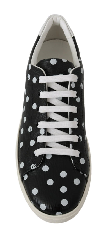 Zwarte leren sneakers met stippen