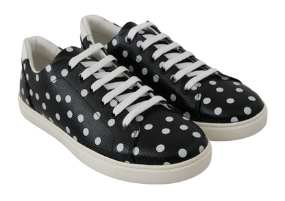 Zwarte leren sneakers met stippen