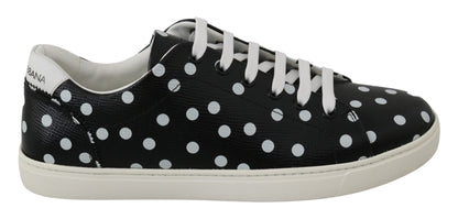 Zwarte leren sneakers met stippen