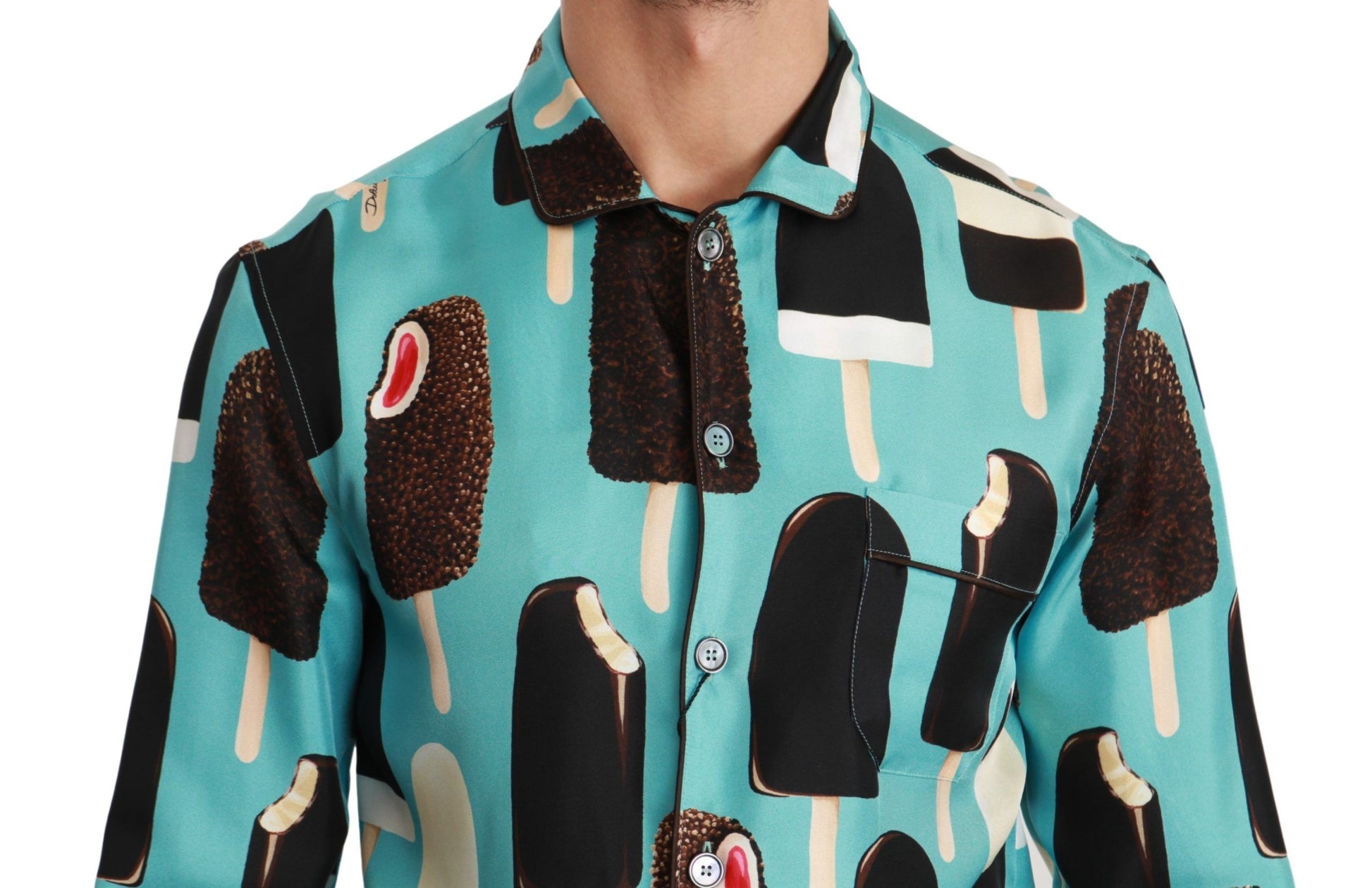 Exclusief zijden mix ijs-print shirt