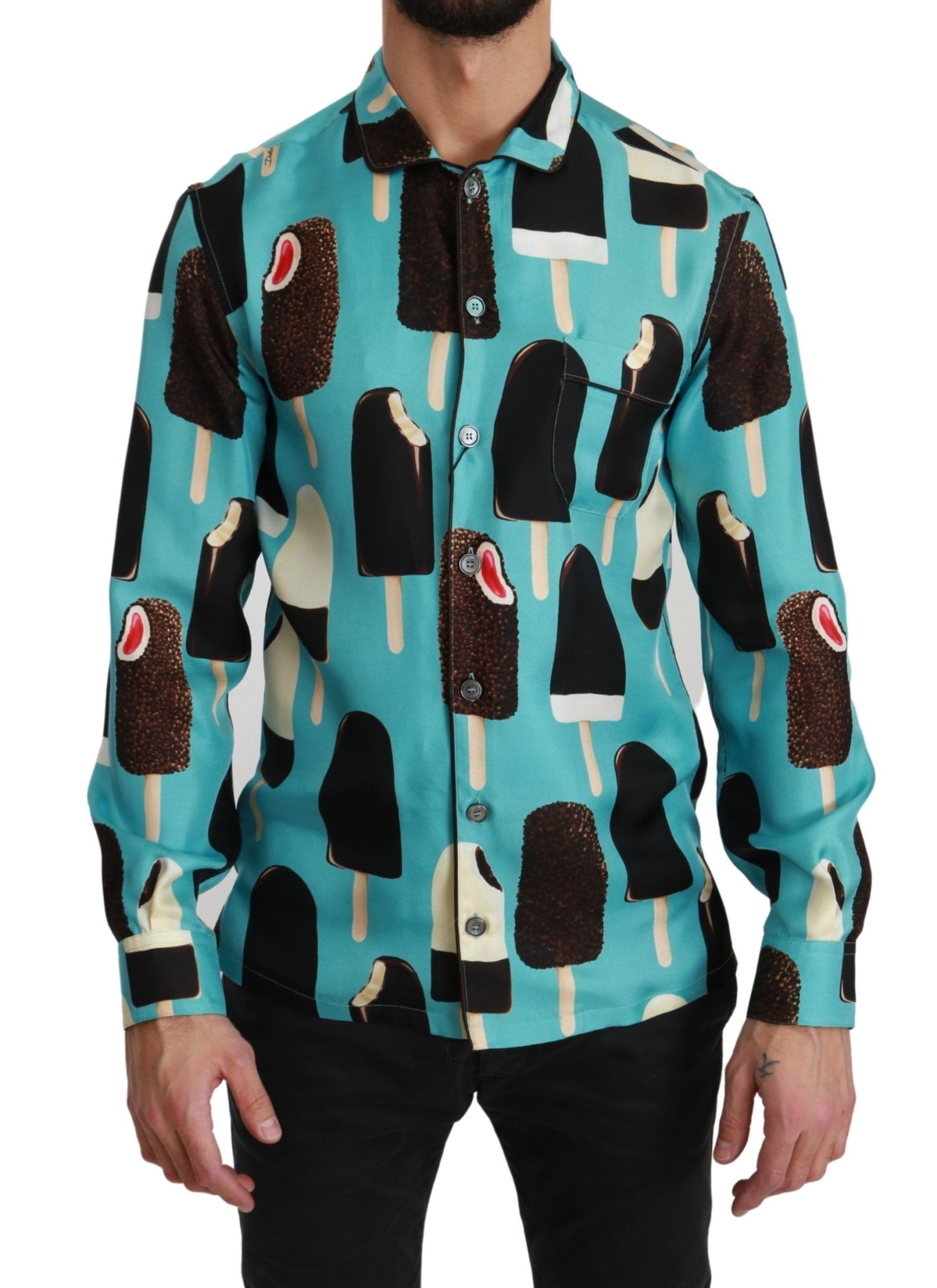 Exclusief zijden mix ijs-print shirt