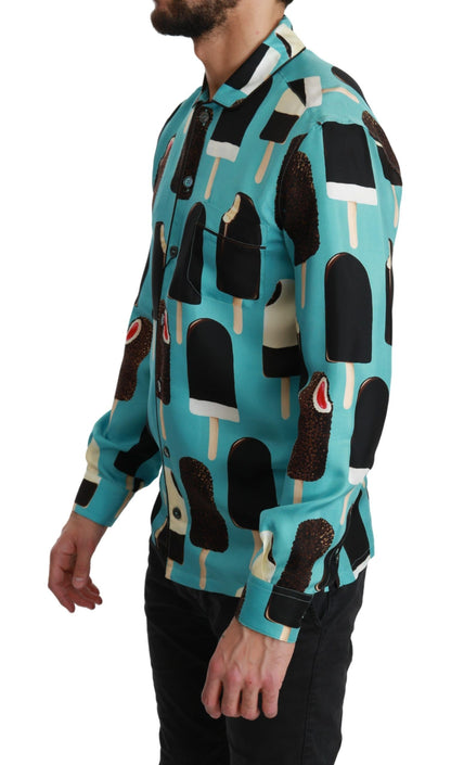 Exclusief zijden mix ijs-print shirt