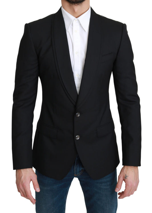 Elegante zwarte formele blazer van maagdelijke wol