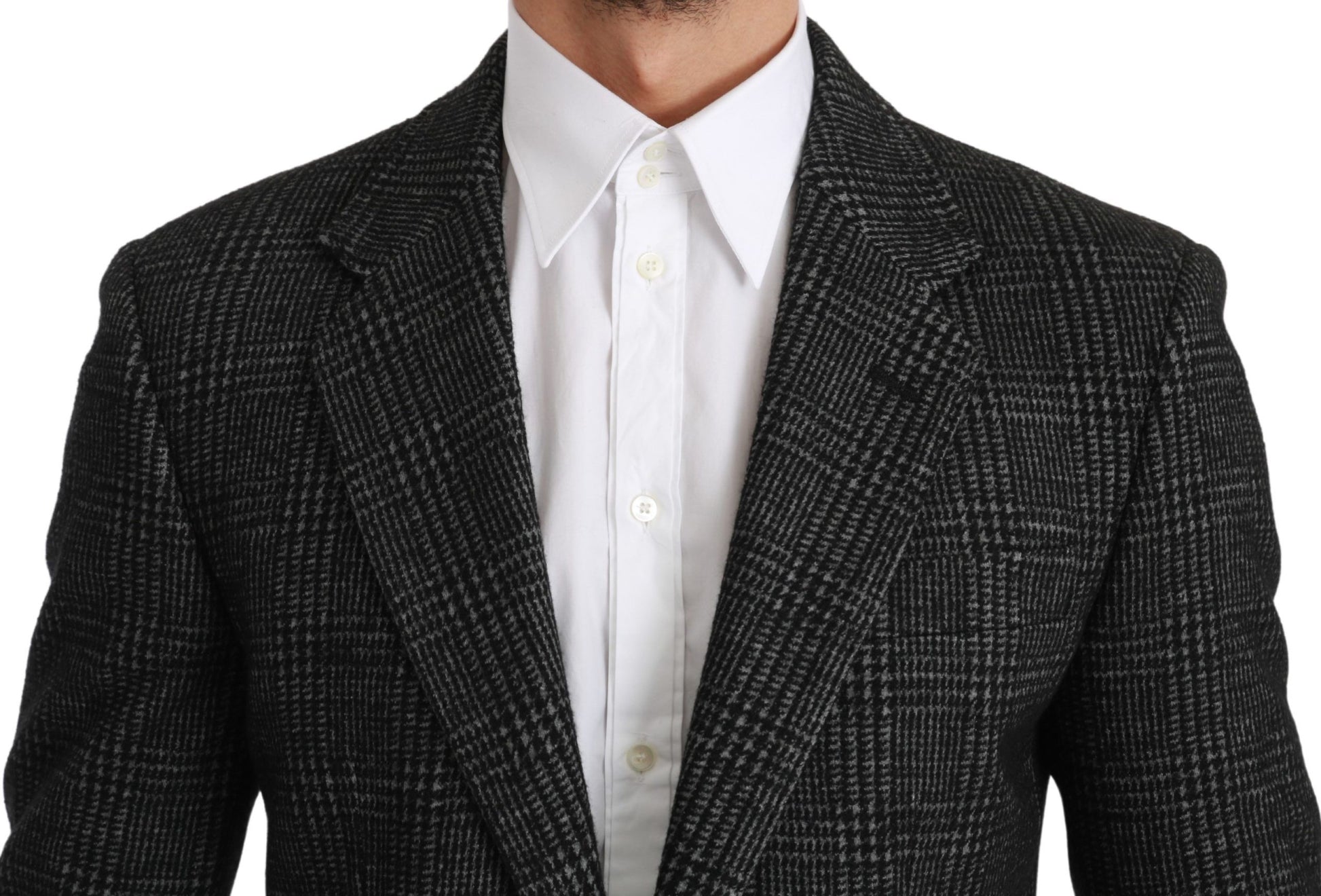 Elegante grijze geruite slim fit blazer