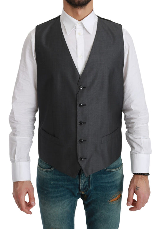 Elegante grijze wolmix jurk vest