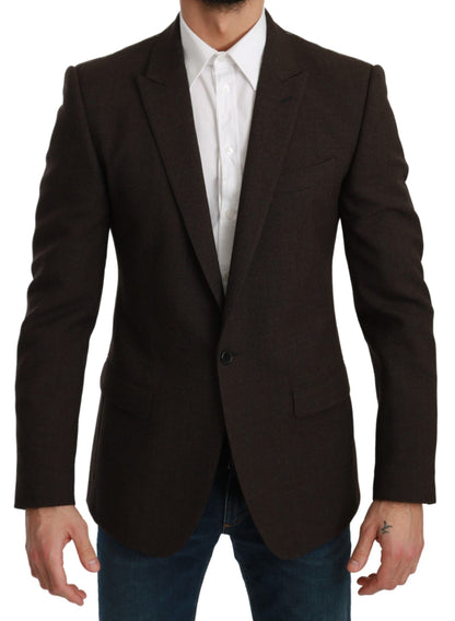 Elegante bruine maagdelijke wollen martini blazer