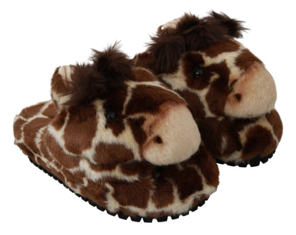 Elegante slippers met giraffenmotief voor verfijnd comfort