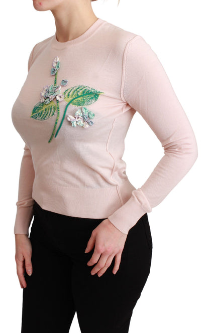 Silk Blend Floral Embroidered Sweater