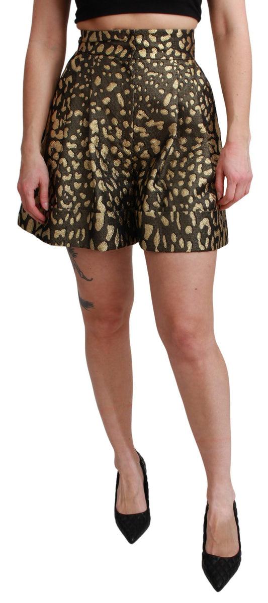 Luxe shorts met hoge taille in zwart en goud