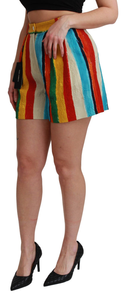 Multicolor gestreepte shorts met hoge taille