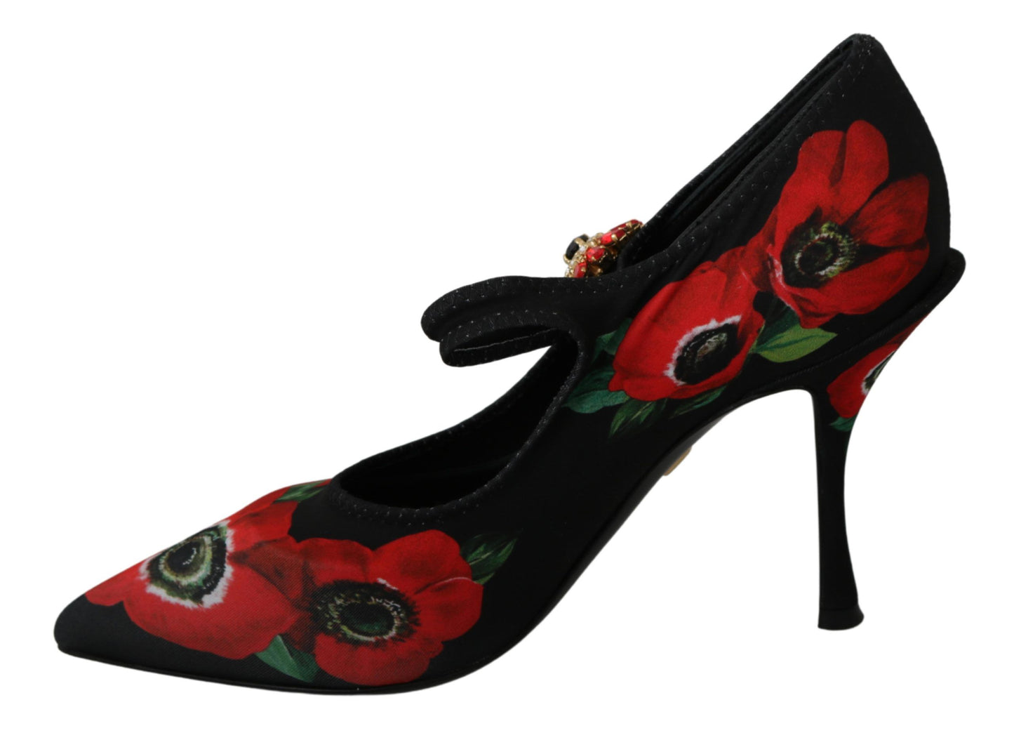 Mary Jane pumps met bloemenmotief en kristaldetail