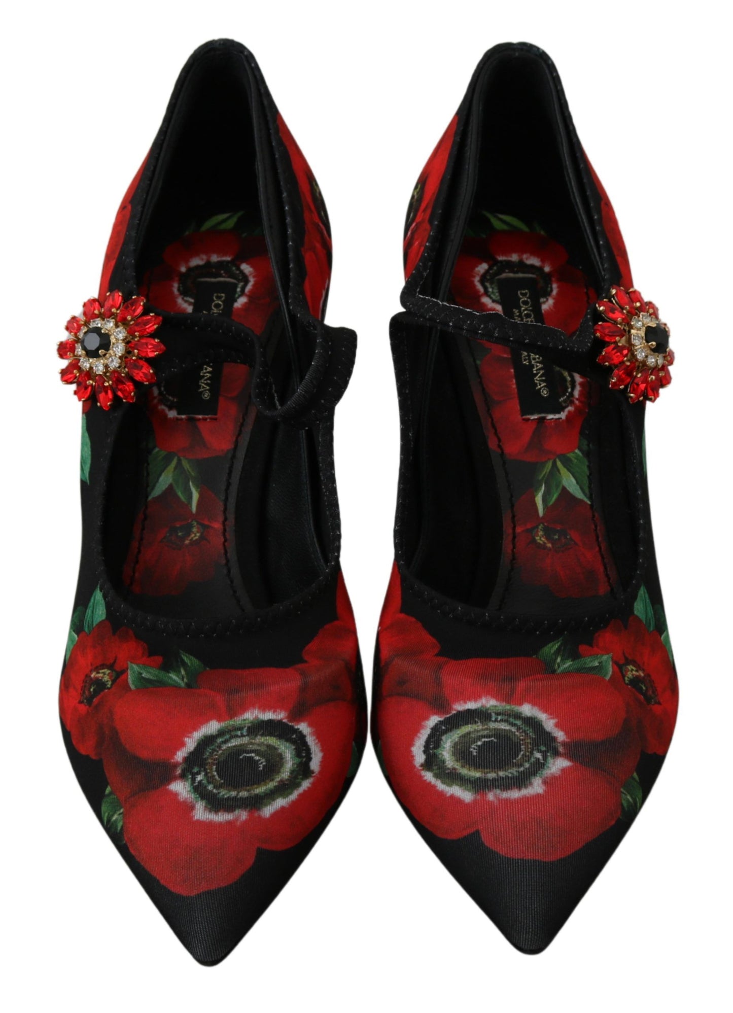 Mary Jane pumps met bloemenmotief en kristaldetail