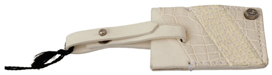 Elegante beige leren sleutelhanger