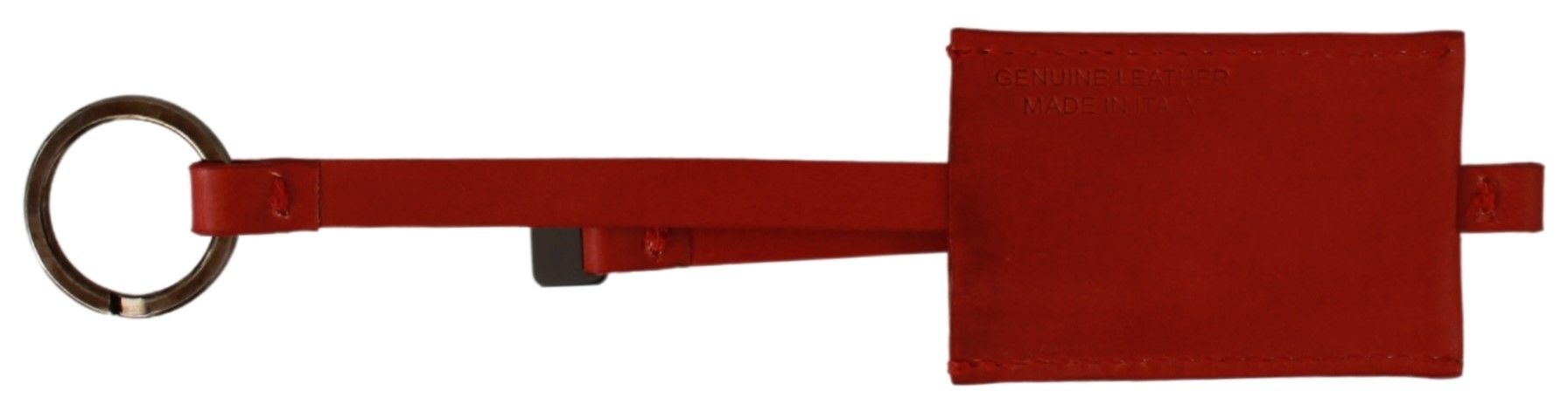 Elegante leren en metalen sleutelhanger - Rood