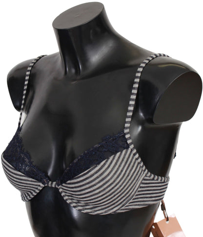 Reggiseno-bh met blauwe strepen en kant