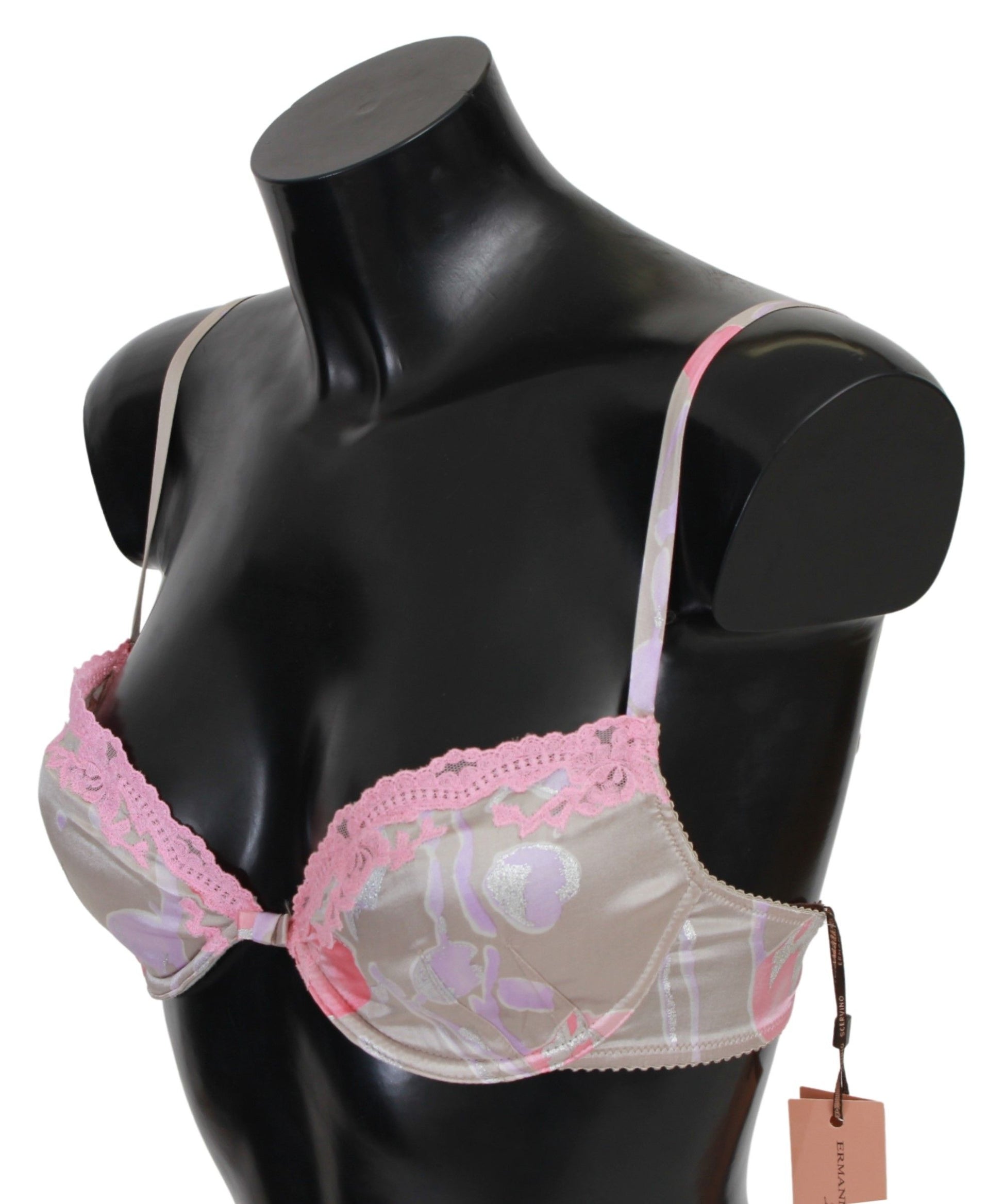 Chique roze kanten zijdemix push-up bh