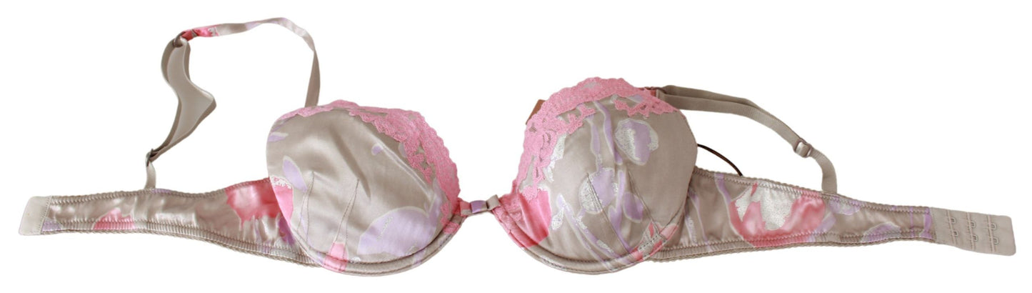 Chique roze kanten zijdemix push-up bh