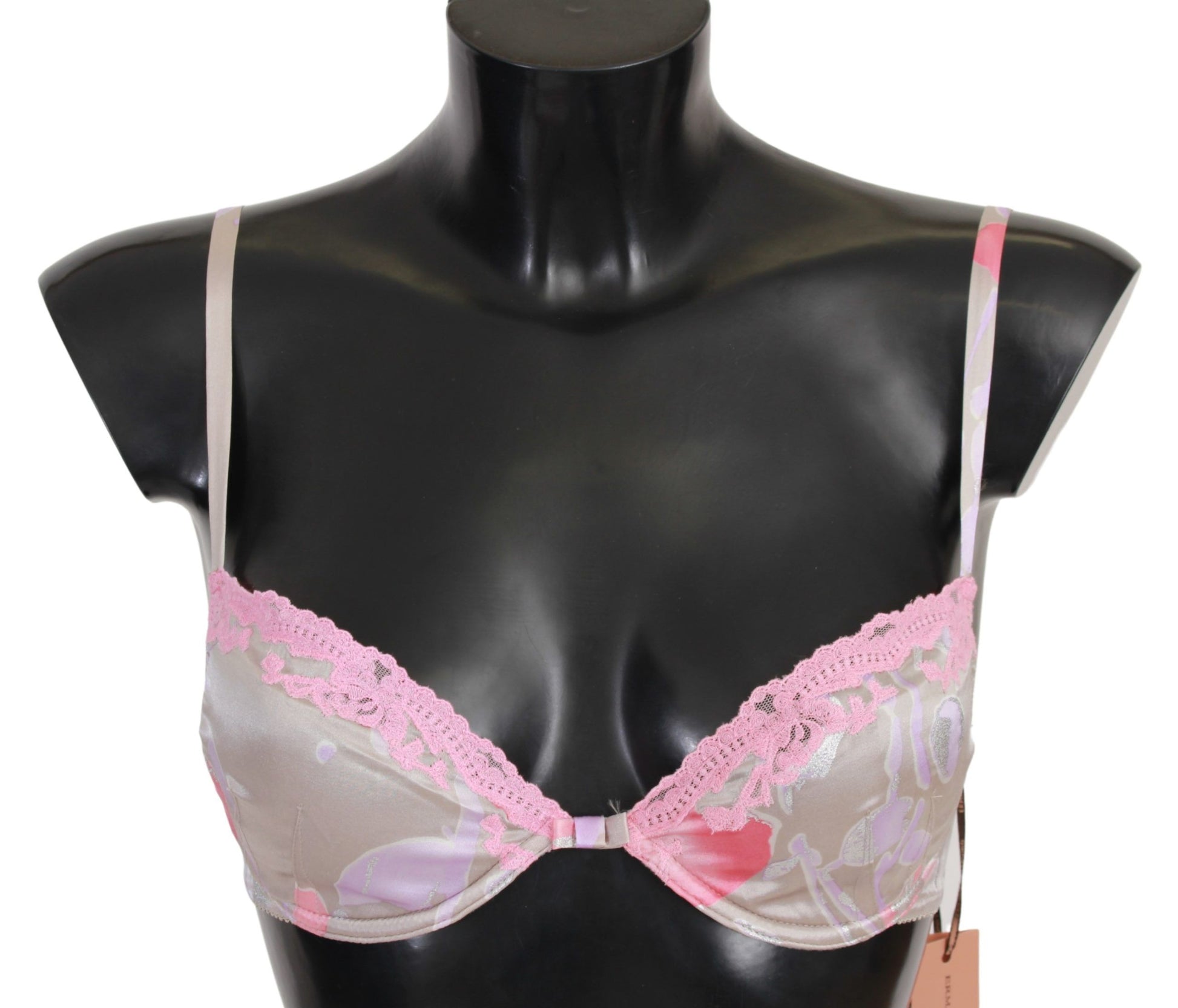 Chique roze kanten zijdemix push-up bh