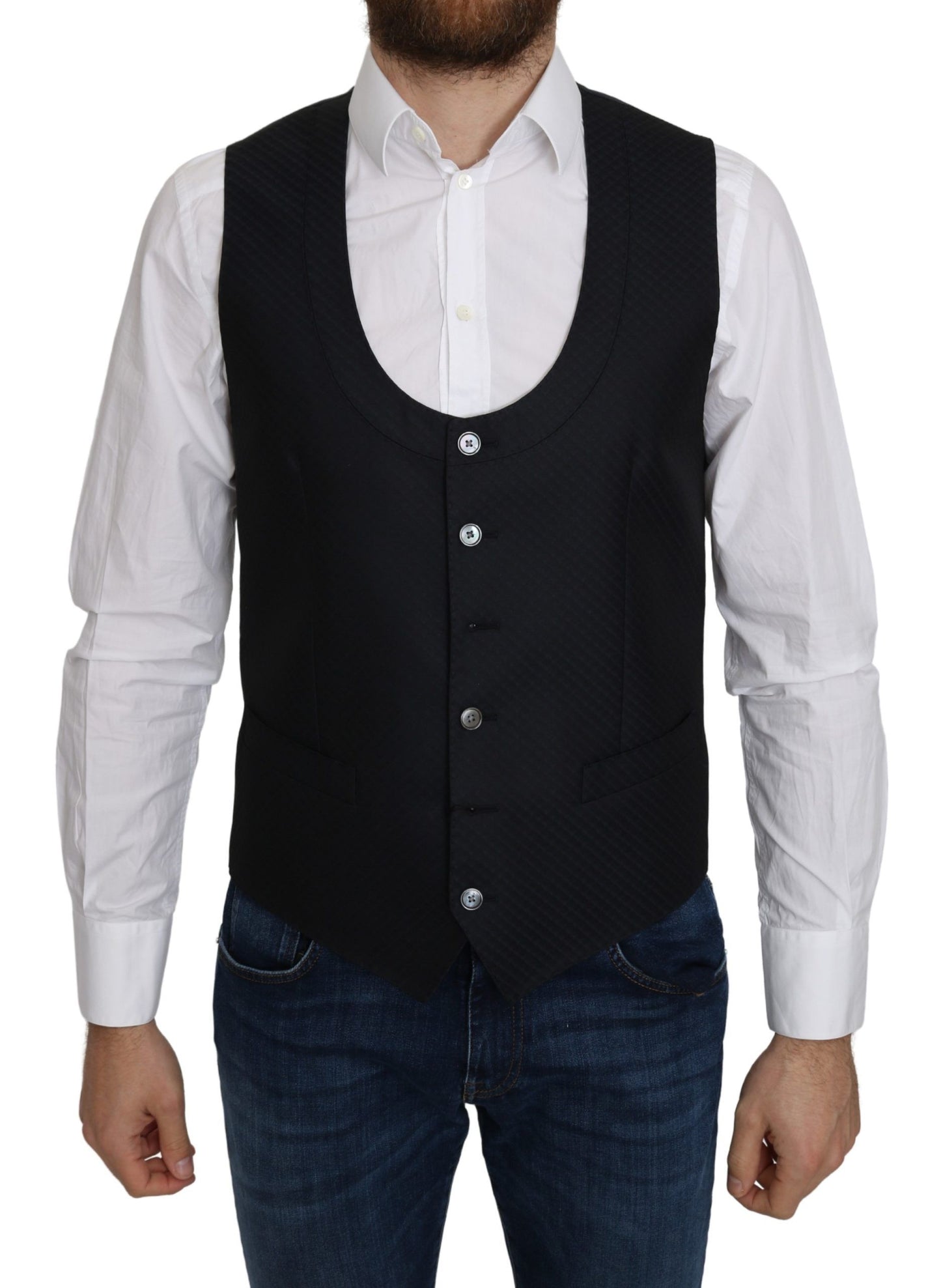 Elegante blauwe zijdenmix formele vest