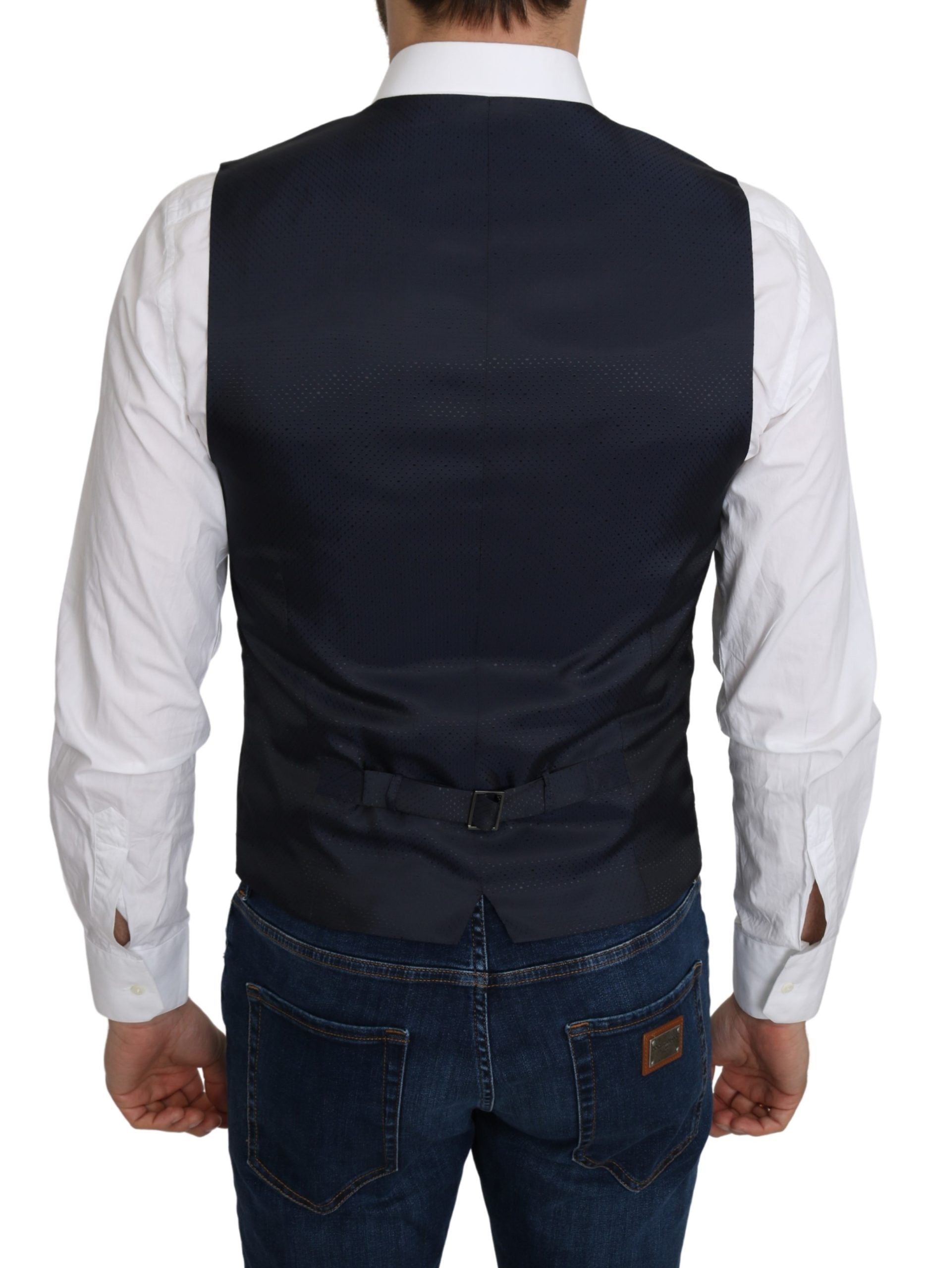 Elegante blauwe zijdenmix formele vest