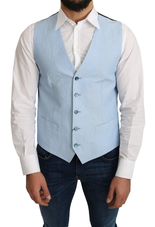 Elegante azuurblauwe heren formele vest