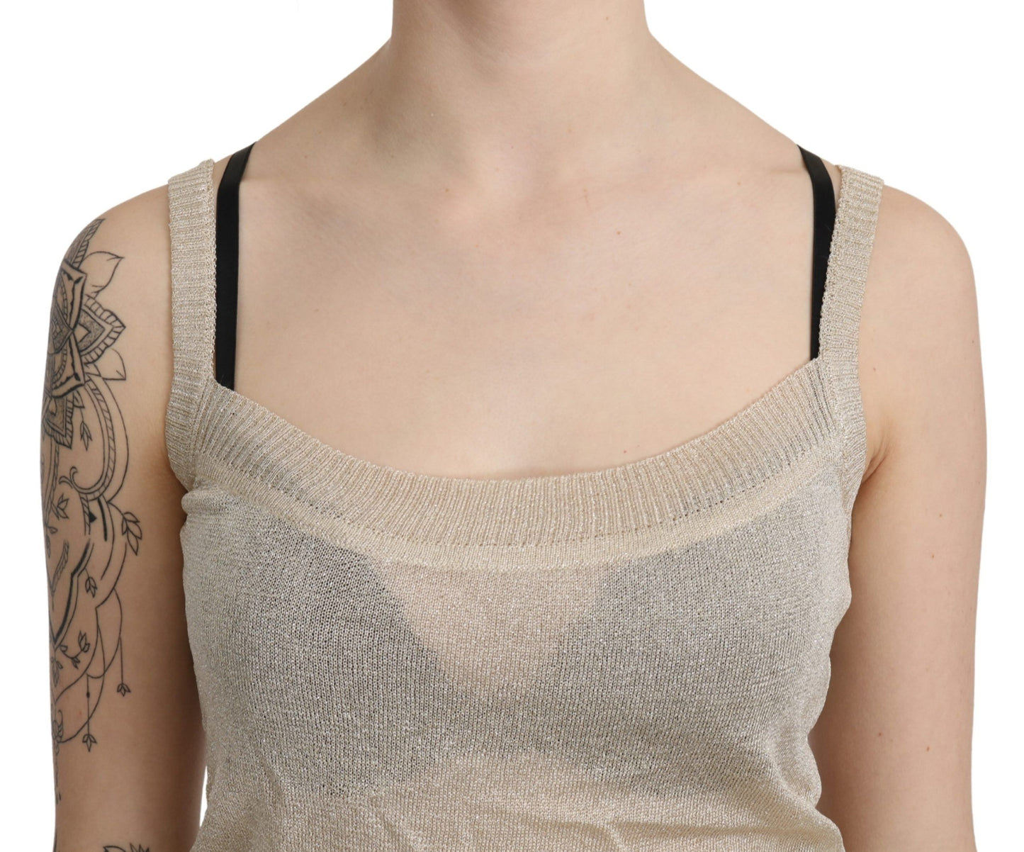 Elegante beige mouwloze spaghettibandjes tanktop