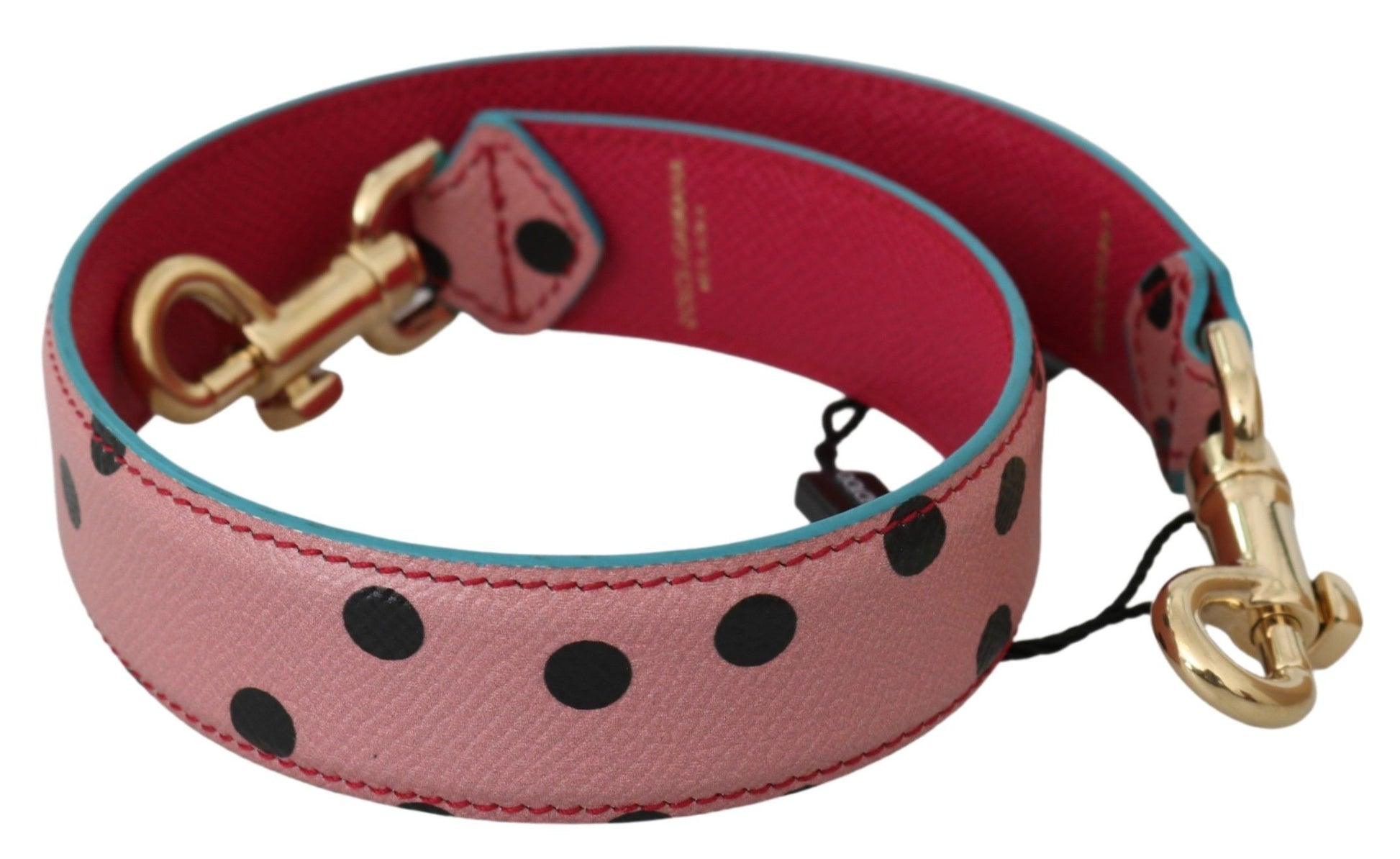 Elegante roze leren schouderband met stippen