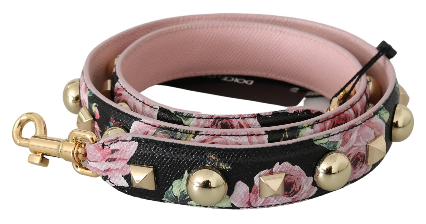 Elegante leren schouderband met bloemenmotief