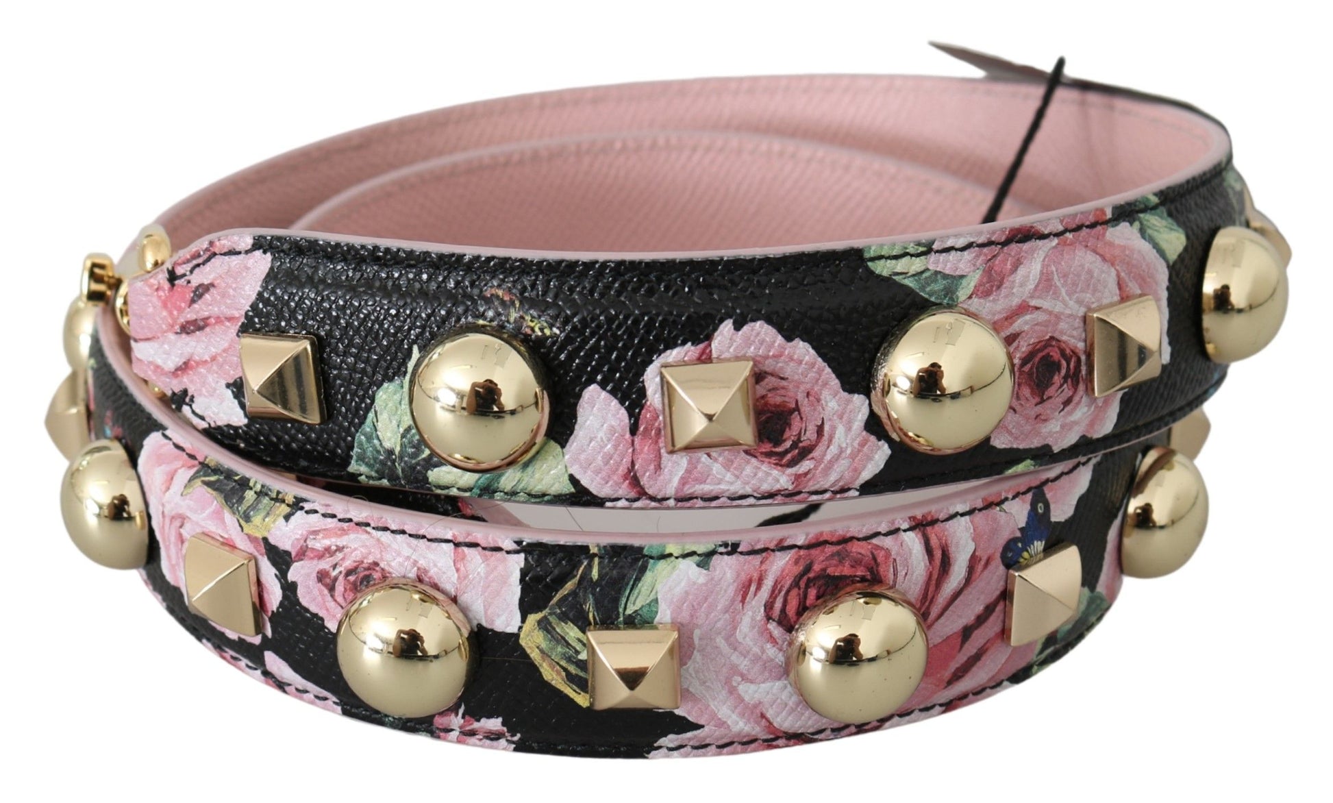 Elegante leren schouderband met bloemenmotief