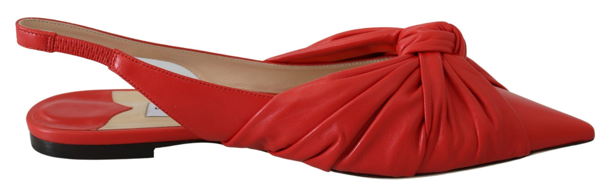 Chique rode leren flats met puntige neus