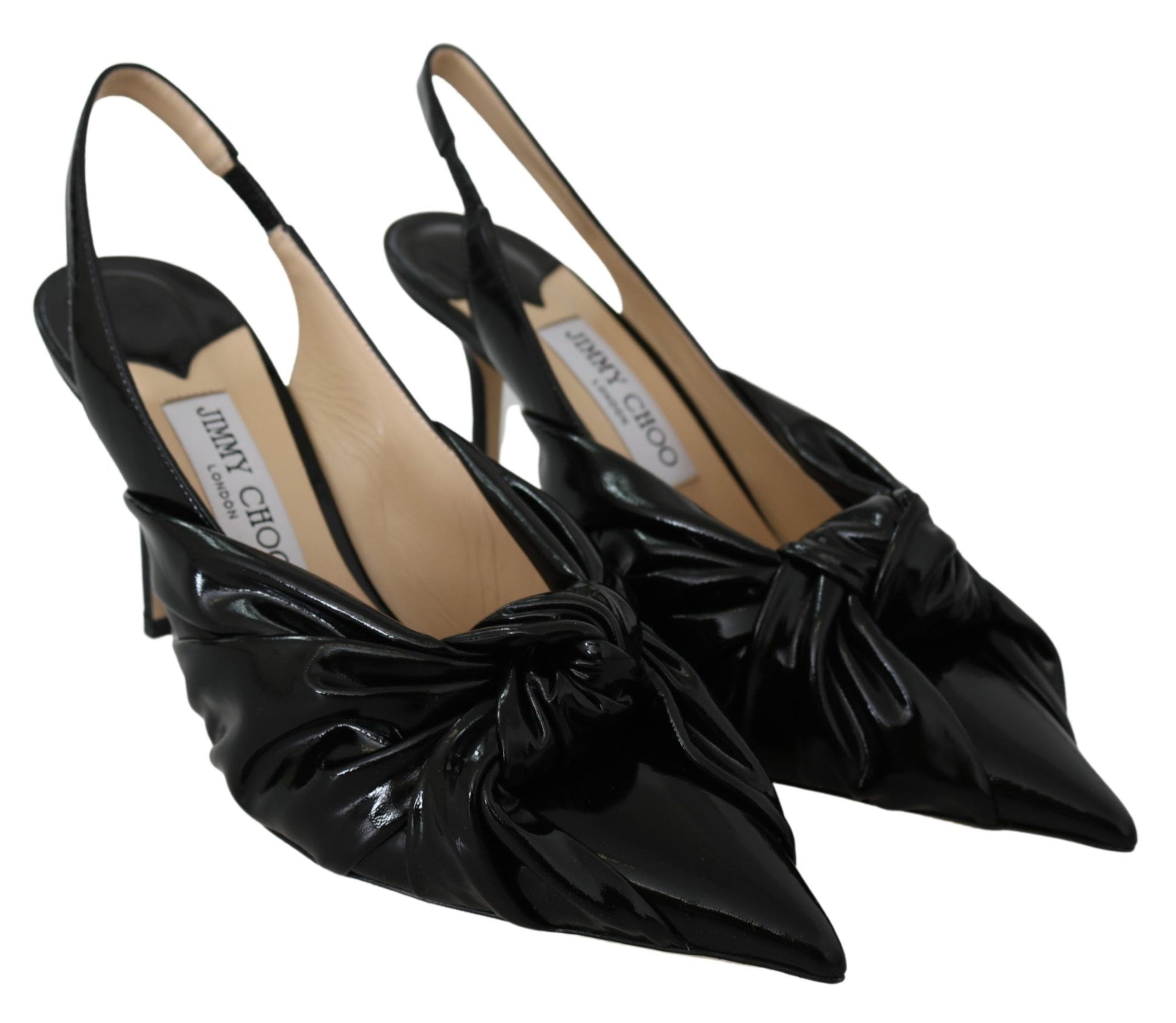 Elegante zwarte leren pumps met puntige neus