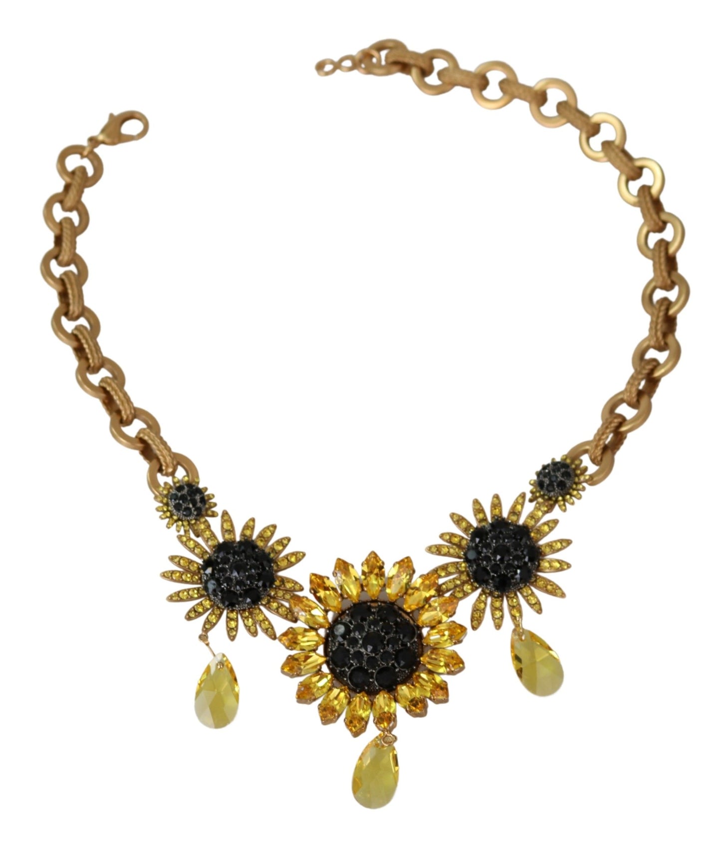 Elegante gouden bloemen kristal statement ketting