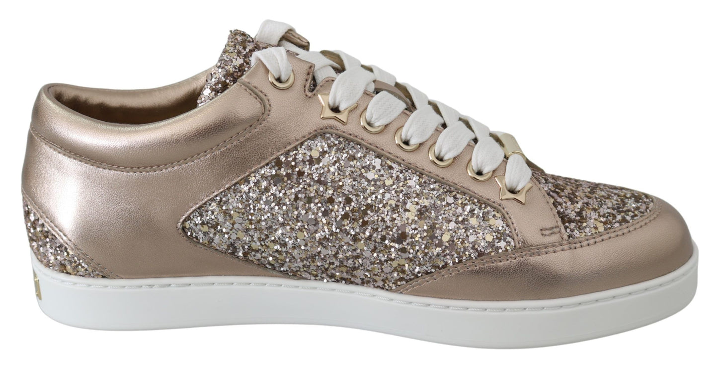 Ballet roze glitter leren sneakers