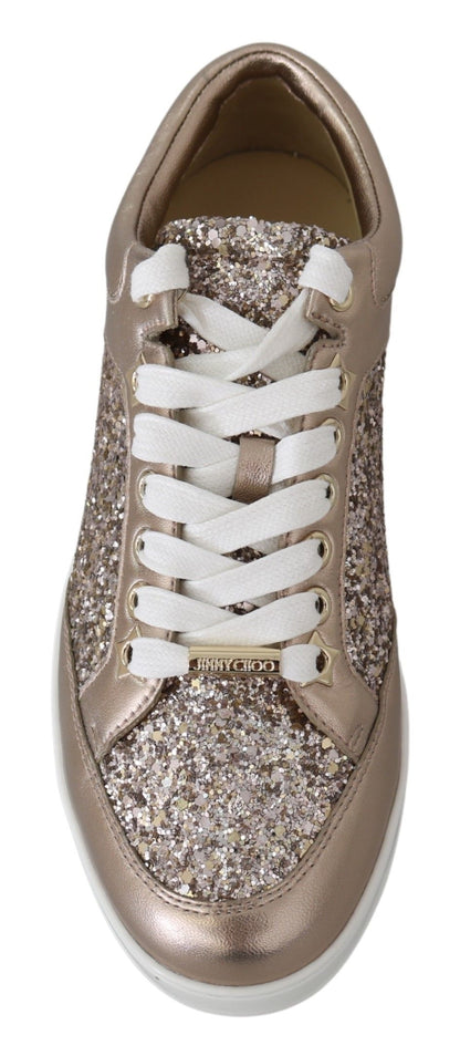 Ballet roze glitter leren sneakers