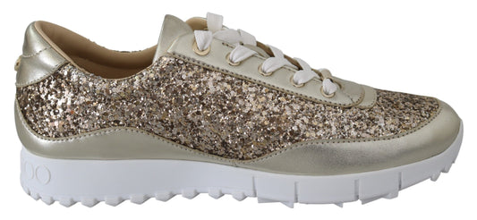 Antieke gouden glitter leren sneakers