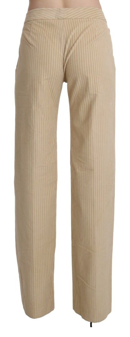 Chique beige high-waist broek met wijde pijpen