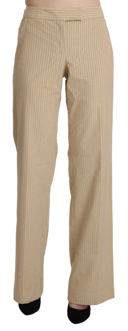 Chique beige high-waist broek met wijde pijpen