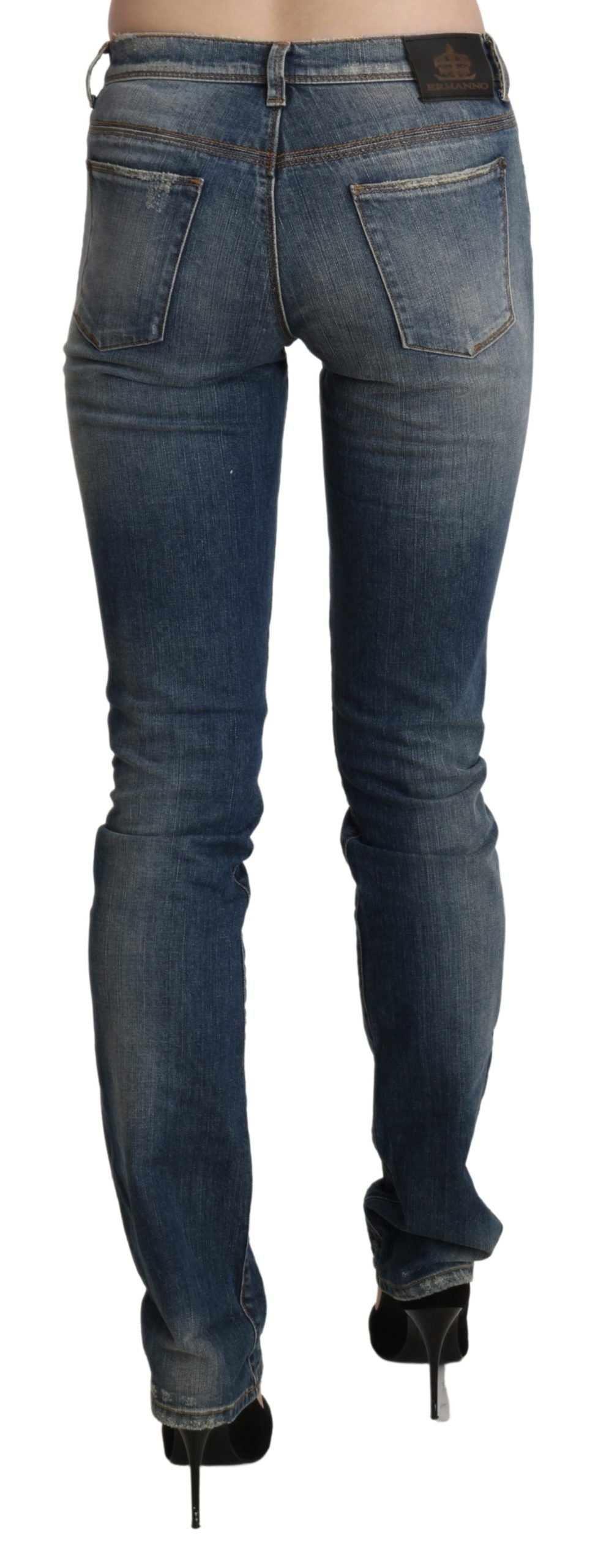 Chique skinny denim met middelhoge taille in blauw gewassen