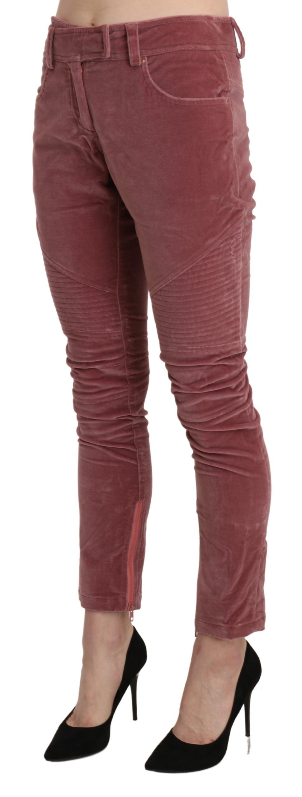 Chique rode skinny broek met middelhoge taille