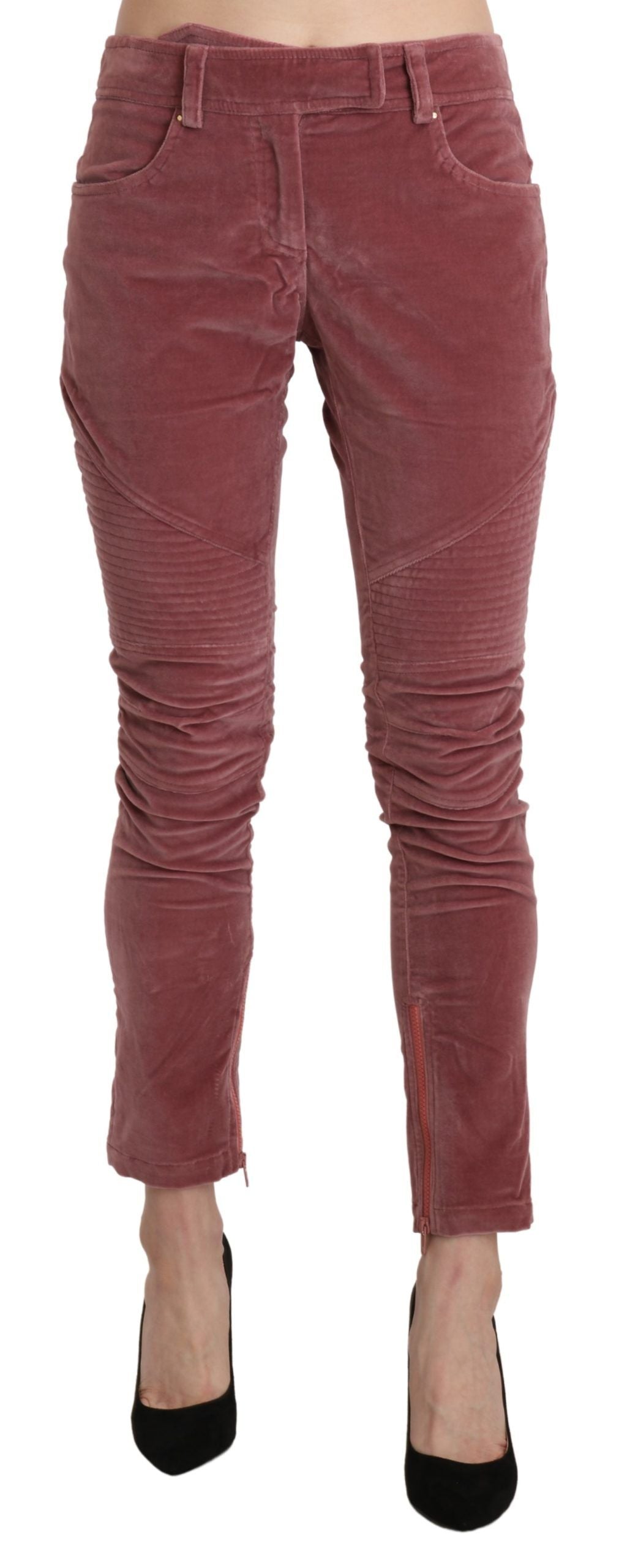 Chique rode skinny broek met middelhoge taille