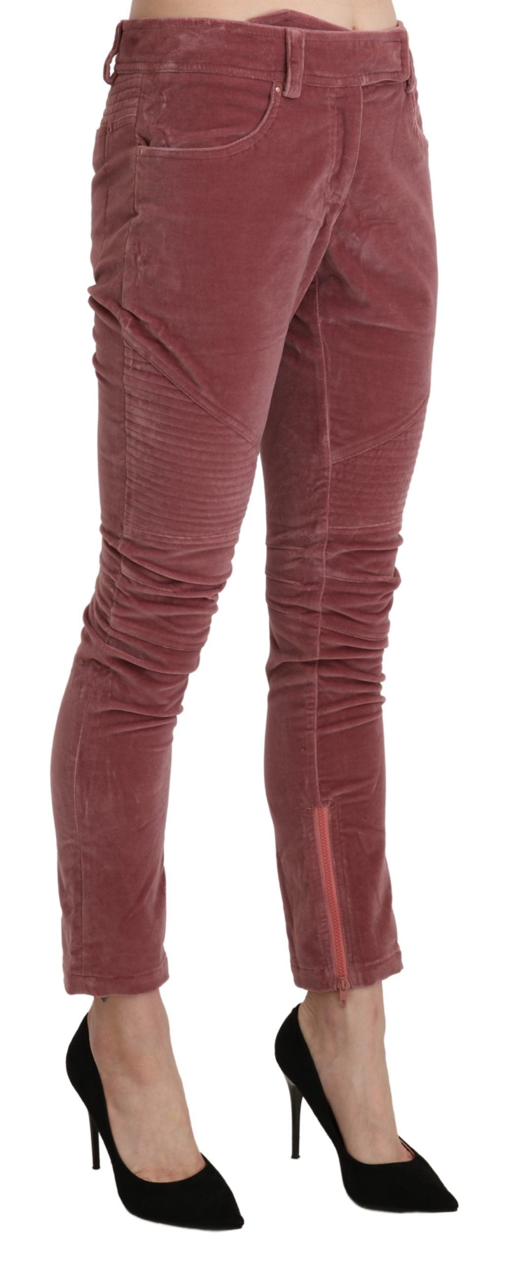 Chique rode skinny broek met middelhoge taille