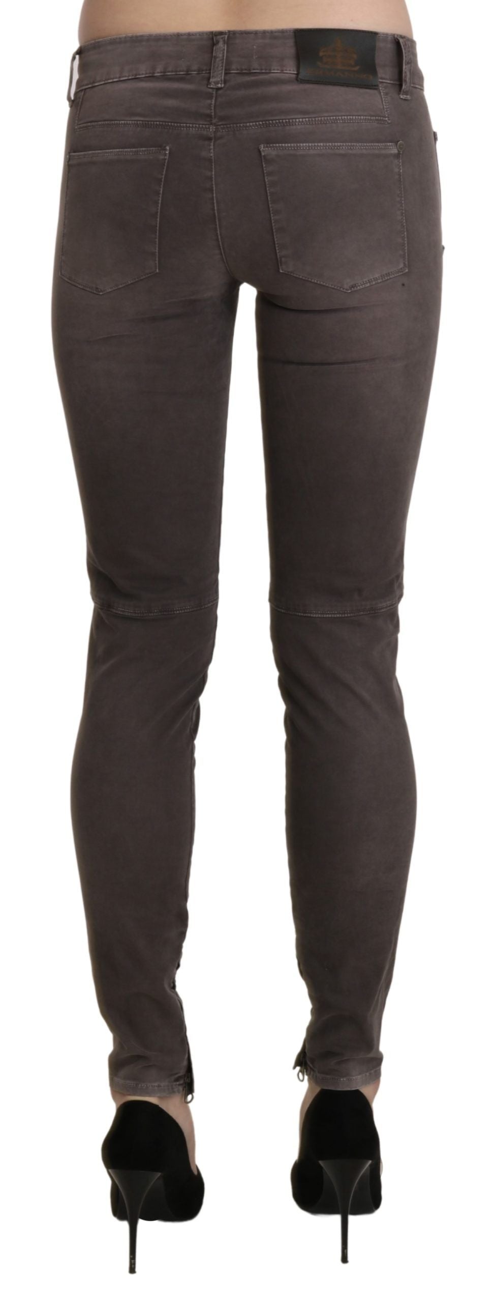 Chique bruine skinny broek met lage taille