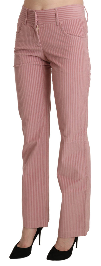 Chique roze rechte broek met middelhoge taille