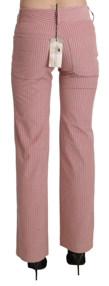 Chique roze rechte broek met middelhoge taille