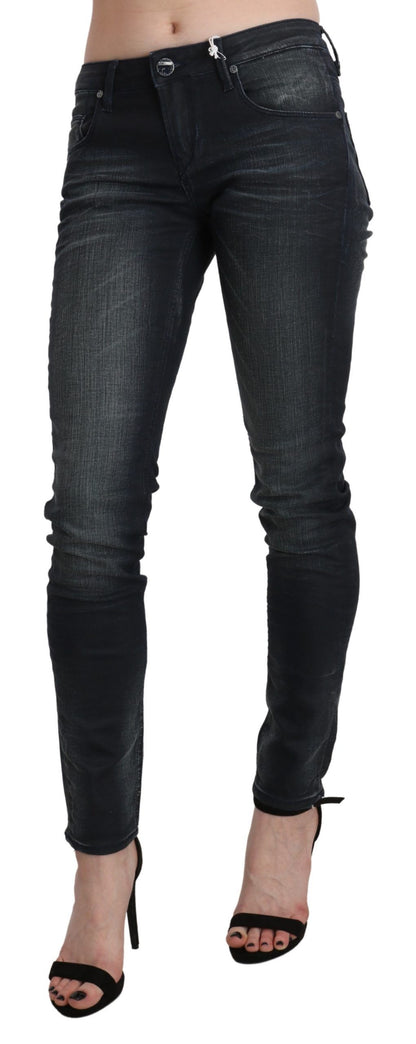 Chique blauwe skinny denim jeans met wassing