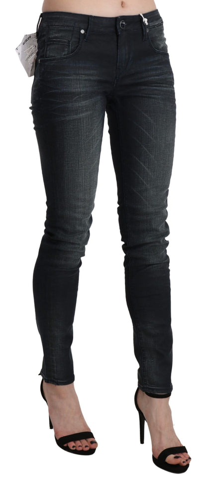 Chique blauwe skinny denim jeans met wassing