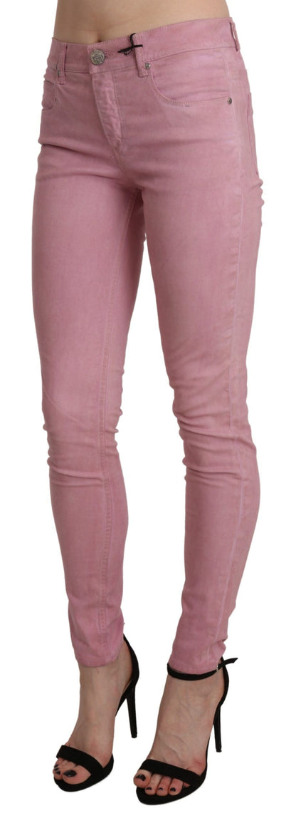 Chique roze skinny jeans met middelhoge taille