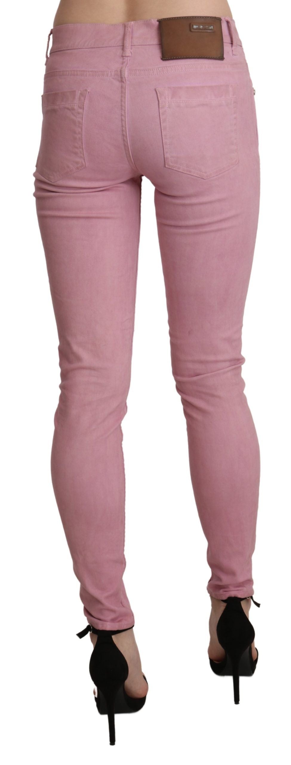 Chique roze skinny jeans met middelhoge taille