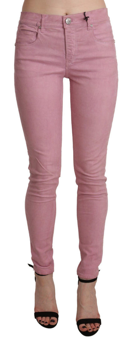 Chique roze skinny jeans met middelhoge taille