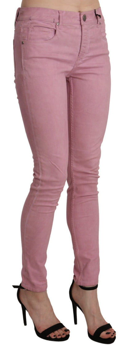 Chique roze skinny jeans met middelhoge taille